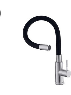 AXON Minardi 33301022 Μπαταρία Κουζίνας Πάγκου Διπλής Παροχής Ανάμεικτη με Εύκαμπτο Ρουξούνι Μαύρη