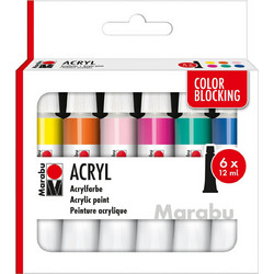 Marabu Color Blocking Σετ Ακρυλικά Χρώματα Ζωγραφικής 12ml 6τμχ
