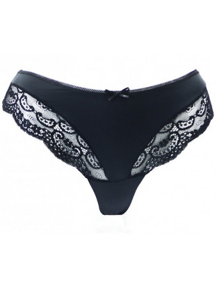 Papatya Γυναικείο Sexy String με Δαντέλα Μαύρο 4273