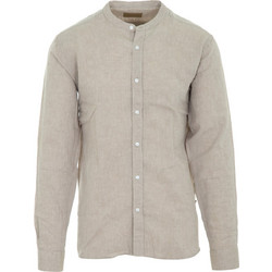 Staff Ανδρικό Πουκάμισο Λινό Μακρυμάνικο Κανονική Γραμμή με Mao Γιακά Μπεζ 61-006.055-Ν0033