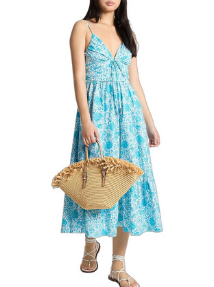 Michael Kors Midi Καλοκαιρινό Φόρεμα για Γάμο / Βάπτιση Floral Γαλάζιο MS683DHKSM-429