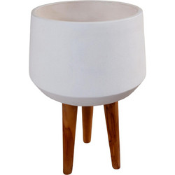 HomeMarkt Quan Γλάστρα Στρογγυλή Fiber Cement Λευκή 40x85cm HM4680.02L