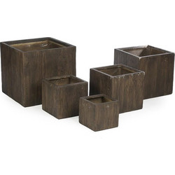 Artekko Zreipli Γλάστρα Τετράγωνη Πήλινη Καφέ 44x44x42cm 8-0018-D