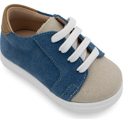 Gorgino Βαπτιστικά Sneakers για Αγόρι Δερμάτινα Ανατομικά Πετρόλ Μπεζ 3187