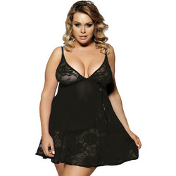 Subblime Sexy Babydoll See Through με Δαντέλα Μαύρο D-220598