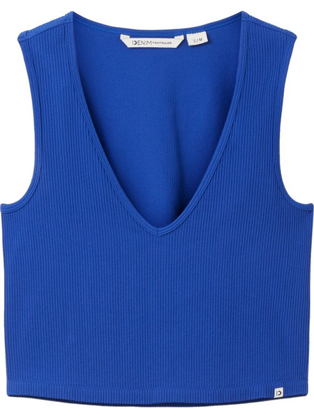 Tom Tailor Γυναικείο Καλοκαιρινό Crop Top Ριπ Royal Blue 1038650-14531