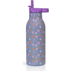 Ecolife Flower Bloom Παιδικό Παγούρι Θερμός Ανοξείδωτο BPA Free με Καλαμάκι Μωβ 550ml