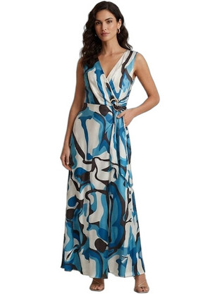 Fibes Fashion Maxi Καλοκαιρινό Φόρεμα για Γάμο / Βάπτιση Κρουαζέ Σατέν Λευκό 05-9513
