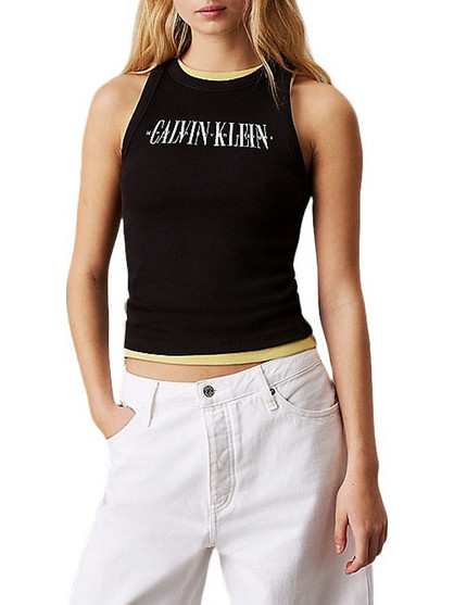 Calvin Klein Γυναικείο Καλοκαιρινό Crop Top Ριπ Μαύρο J20J225520-BEH