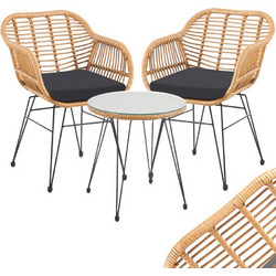 Shally Dogan Σετ Τραπεζαρία Κήπου Rattan 3τμχ Καφέ Μαύρο 02841015