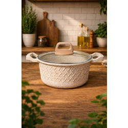 Stewe Home Μαντεμένια Κατσαρόλα Γρανίτη 20cm 2.2lt Μπεζ