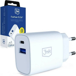 3mk FlowPower Φορτιστής χωρίς Καλώδιο με Θύρα USB-A & Θύρα USB-C 25W Quick Charge 4.0+ & Power Delivery
