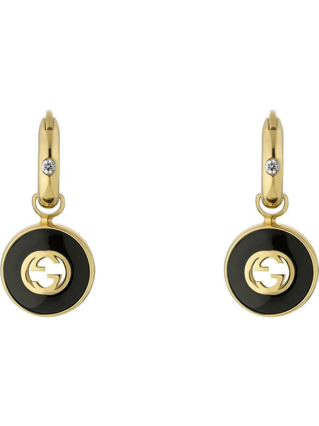 Gucci Γυναικεία Σκουλαρίκια Κρεμαστά από Xρυσό 18K με Διαμάντι & Αχάτη YBD78656300100U