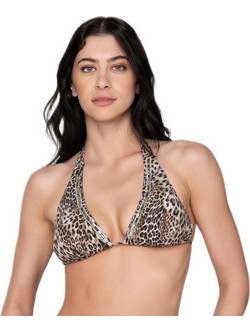 Luna Safari Bikini Top Τριγωνάκι Animal Print Καφέ 94802