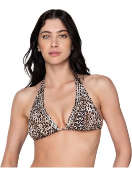 Luna Safari Bikini Top Τριγωνάκι Animal Print Καφέ 94802