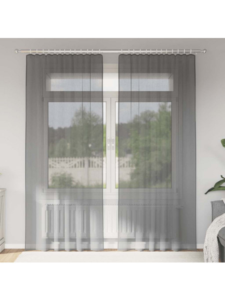 vidaXL Σετ Κουρτίνες Παραθύρου με Γάντζους 140x245 2 τμχ 4102184 Σκούρο Γκρι