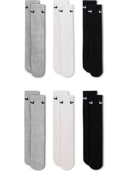 Nike Everyday Ανδρικές Κάλτσες Ψηλές Μαύρες Λευκές Γκρι 6Pack SX7666-964