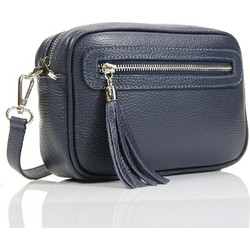 Passaggio Leather Γυναικείο Τσαντάκι Χιαστί Δερμάτινο Navy Μπλε με Στενό Λουρί 6189-XX-04