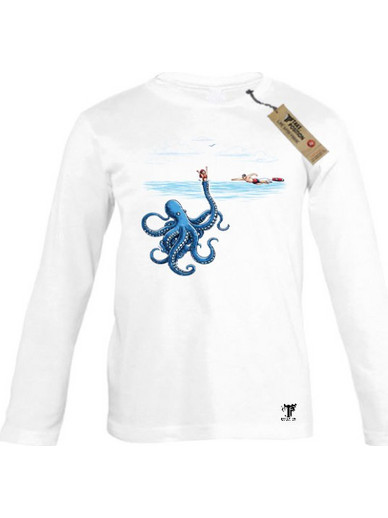 Takeposition Sea Trap Παιδικό T-Shirt Μακρυμάνικο Λευκό Μπλε 814-1658