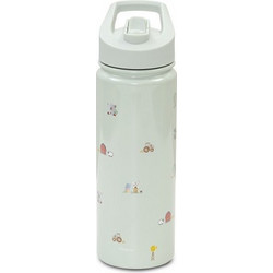 Interbaby Farm Παιδικό Παγούρι Θερμός Ανοξείδωτο με Καλαμάκι Πράσινο Mint 500ml