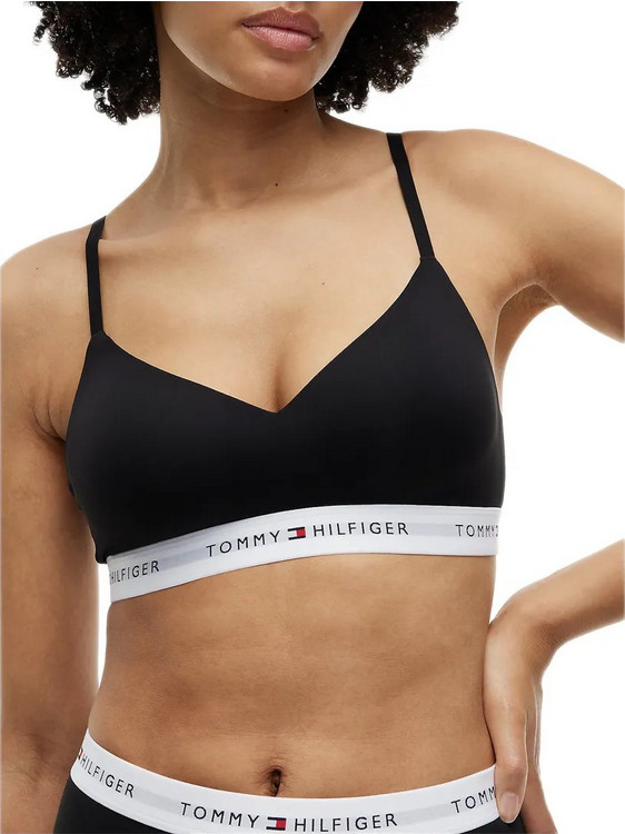 Tommy Hilfiger Signature Logo Μπουστάκι Push Up χωρίς Μπανέλα Μαύρο UW0UW06639-BDS