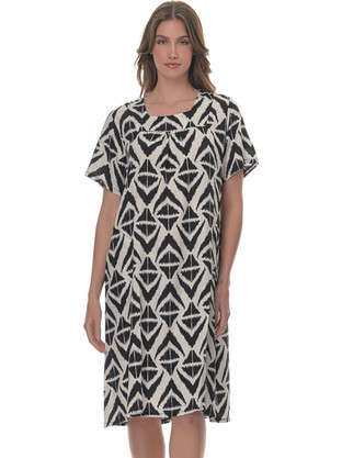 PNN Nightwear Cassandra Mini Καλοκαιρινό Καθημερινό Φόρεμα Μαύρο Εκρού 0263-1005-1