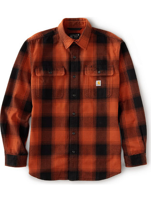 Carhartt Ανδρικό Πουκάμισο Βαμβακερό Καρό Μακρυμάνικο Κανονική Γραμμή Πορτοκαλί 107013-RG0
