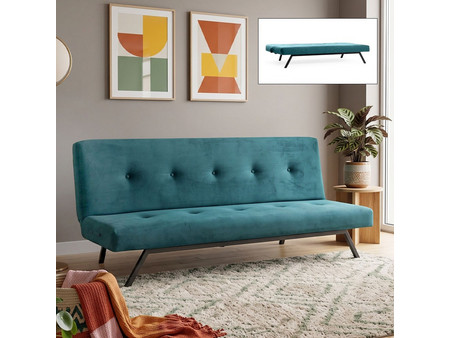 Megapap Zola Τριθέσιος Καναπές Κρεβάτι Πετρόλ 180x64x78cm GP061-00216