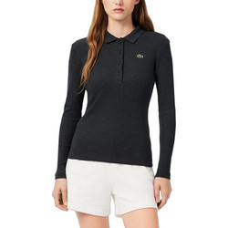 Lacoste Γυναικεία Μπλούζα Polo Μακρυμάνικη Ανθρακί 3DF5281-EL6