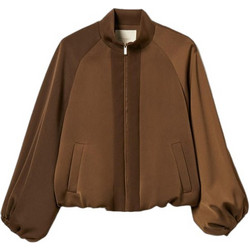 TWINSET Γυναικείο Μπουφάν Bomber Μακρύ Καφέ 262TP2132-13411