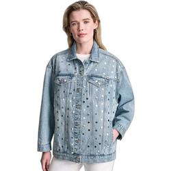 DKNY Γυναικείο Μπουφάν Τζιν Μακρύ Γαλάζιο DJ6J6280-00J5