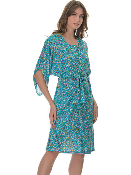 PNN Nightwear Alyssa Ρόμπα Εγκυμοσύνης Καλοκαιρινή Πετρόλ 0252-0341-1