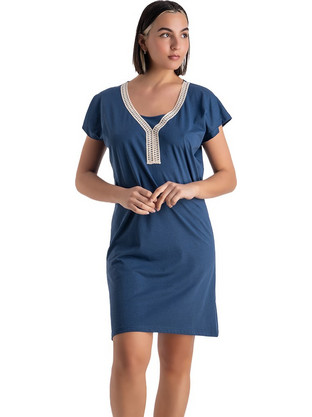 Rachel Mini Καλοκαιρινό Καθημερινό Φόρεμα Μεταξωτό Navy Μπλε 13691
