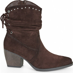 Refresh Γυναικεία Μποτάκια Cowgirl Suede Σοκολατί με Χοντρό Χαμηλό Τακούνι 176255