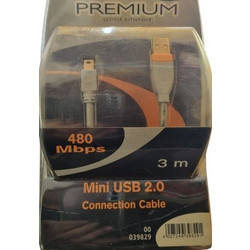 Hama 00039829 Καλώδιο USB-A Male 2.0 to USB-B Mini Male 3m Grey