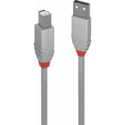 Lindy 36682 Καλώδιο USB-A Male 2.0 to USB-B Male 1m Grey