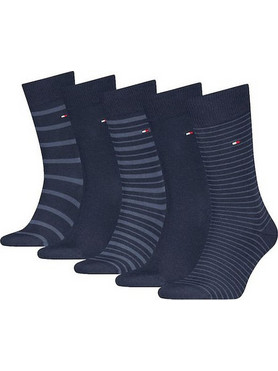 Tommy Hilfiger Ανδρικές Κάλτσες Ψηλές με Σχέδια Navy Μπλε 5Pack 701241156-001