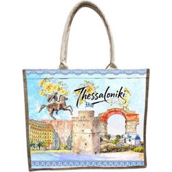 Tradesor Thessaloniki Υφασμάτινη Τσάντα Θαλάσσης Ώμου Γαλάζια 34x40cm 871907