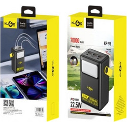 KLGO KP-98 Power Bank 70000mAh 22.5W με 2 Θύρες USB-A & 2 Θύρες USB-C Quick Charge 3.0 & Power Delivery Black
