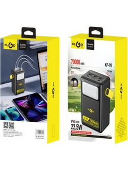 KLGO KP-98 Power Bank 70000mAh 22.5W με 2 Θύρες USB-A & 2 Θύρες USB-C Quick Charge 3.0 & Power Delivery Black