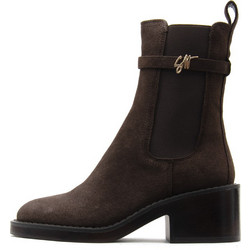 Steve Madden Γυναικεία Μποτάκια Chelsea Suede Καφέ με Χοντρό Χαμηλό Τακούνι 11005782