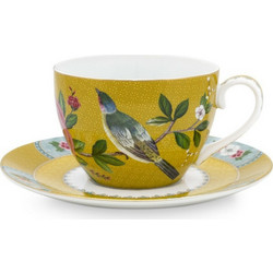 Pip Studio Blushing Birds Φλιτζάνι Cappuccino & Τσαγιού Πορσελάνης Κίτρινο 280ml 51004097