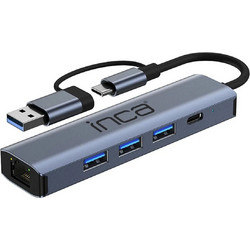 Inca IUTP-5T USB Hub 3.0 USB-C με 5 Θύρες USB-A / USB-C / Ethernet