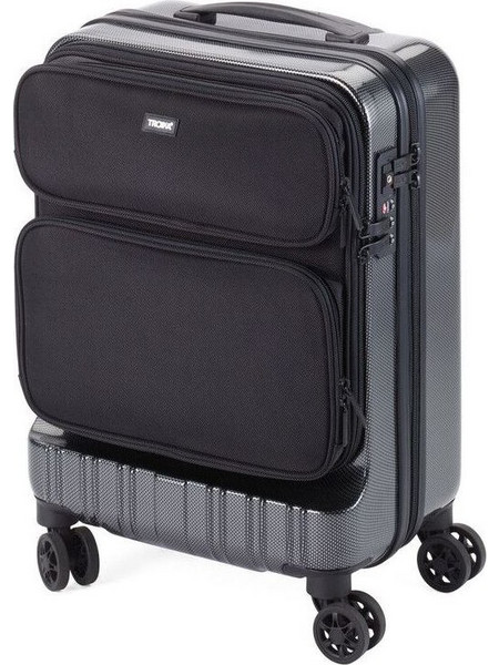 Troika LUG02 Βαλίτσα Καμπίνας 53x37x24cm με 4 Ρόδες Γκρι Μαύρη