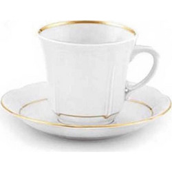Cryspo Trio Kamelia Φλιτζάνι Cappuccino & Τσαγιού Πορσελάνης Λευκό Χρυσό 230ml 41.001.16G
