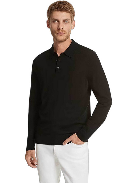 Michael Kors Ανδρική Μπλούζα Polo Μακρυμάνικη Μαύρη CF260727AP
