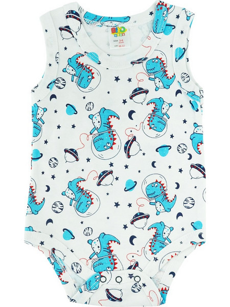 Biyo Kids Space T-Rex Φορμάκι Εσώρουχο Αμάνικo για Αγόρι Λευκό 38703