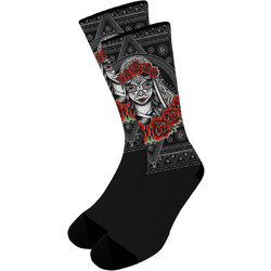 NODO Gothic Calavera Ανδρικές Κάλτσες Ψηλές με Σχέδια Μαύρες PR10087