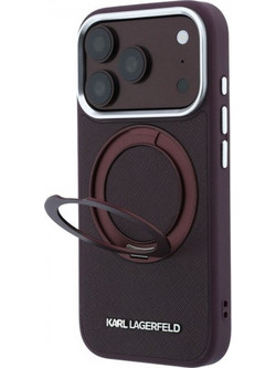 Karl Lagerfeld Back Cover 360 Ring Stand Saffiano Classic Logo Magsafe Burgundy (iPhone 18 Pro Max / 17 Pro Max)