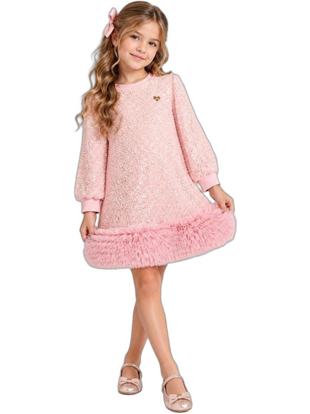 Angel's Face Jeanette Boucle Sequin Παιδικό Φόρεμα Ροζ G2-Pink
